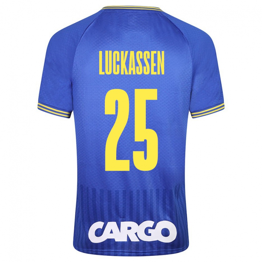 Heren Derrick Luckassen #25 Blauw Uitshirt Uittenue 2023/24 T-Shirt