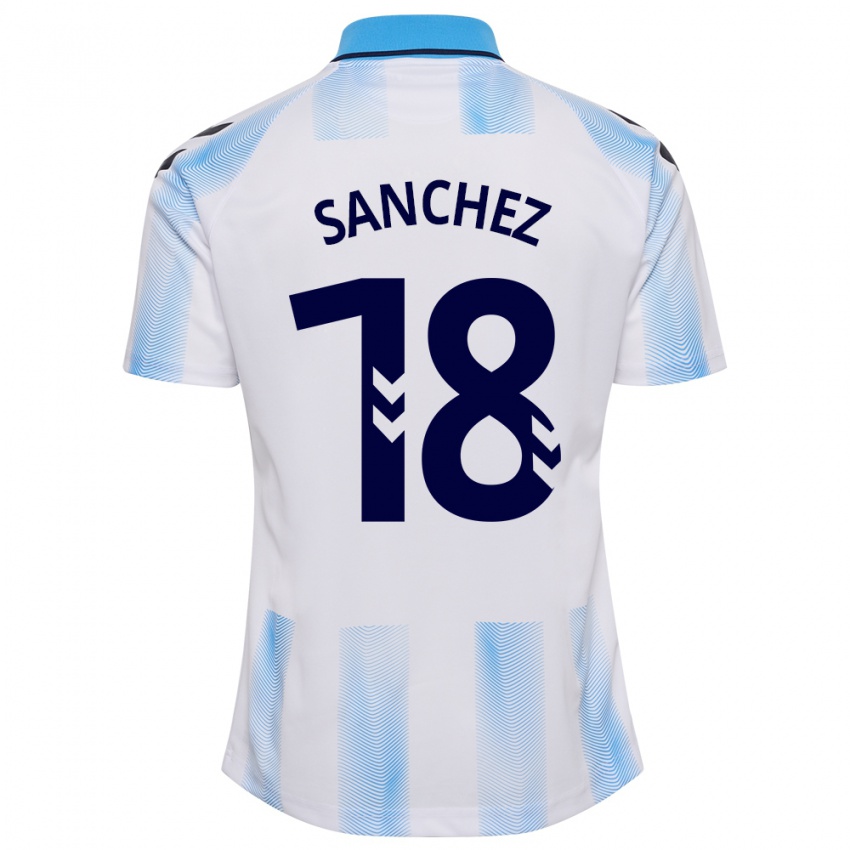 Dames Dani Sánchez #18 Wit Blauw Thuisshirt Thuistenue 2023/24 T-Shirt