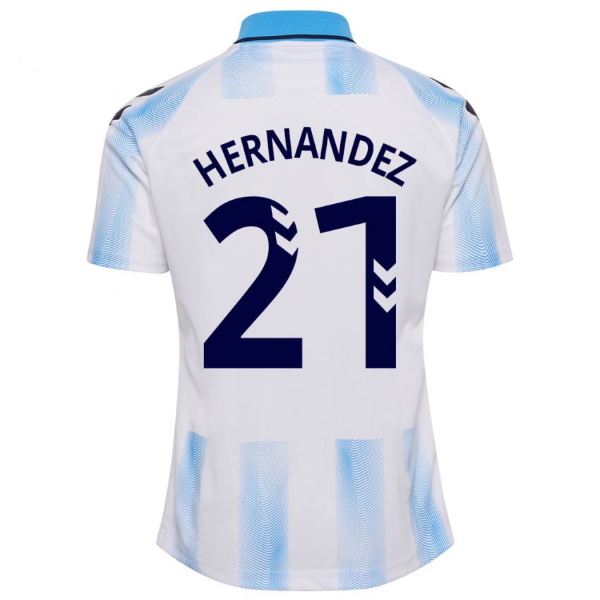 Dames Juan Hernández #21 Wit Blauw Thuisshirt Thuistenue 2023/24 T-Shirt