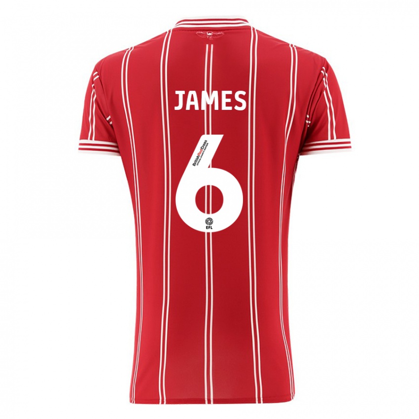 Dames Matty James #6 Rood Thuisshirt Thuistenue 2023/24 T-Shirt