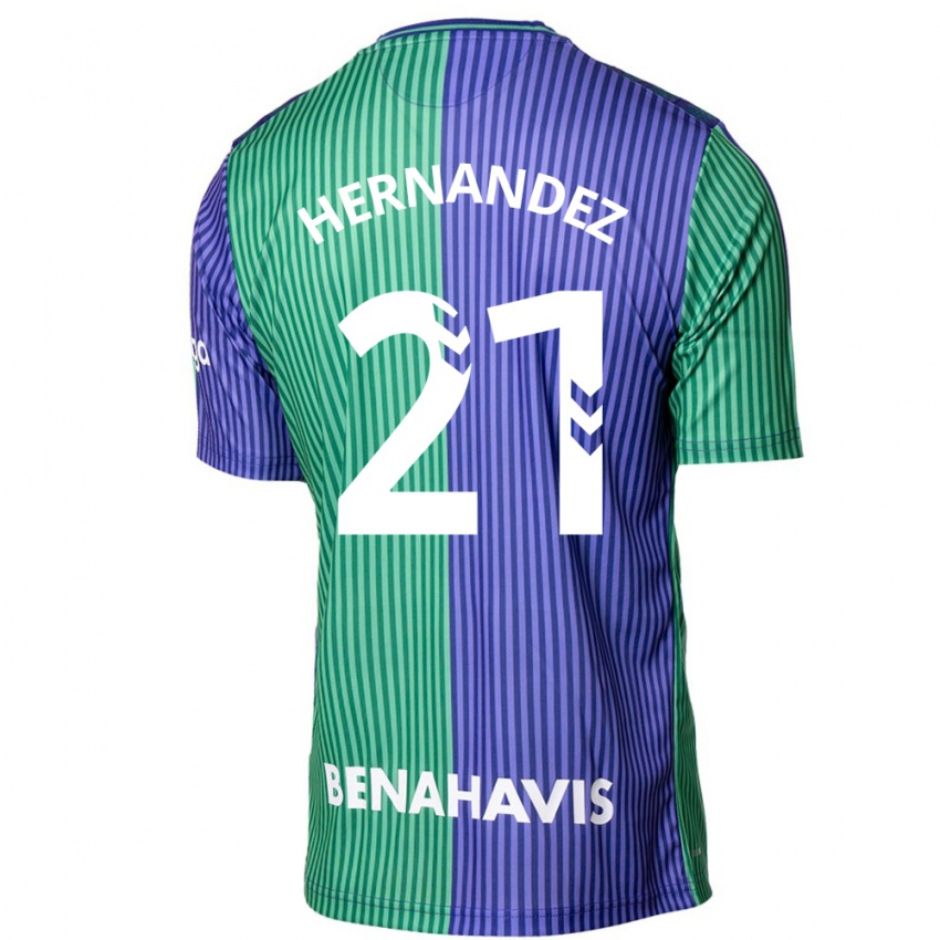 Dames Juan Hernández #21 Groen Blauw Uitshirt Uittenue 2023/24 T-Shirt