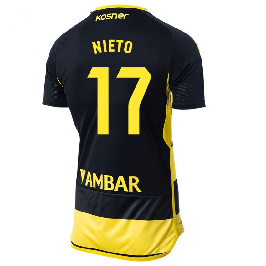 Dames Carlos Nieto #17 Zwart Geel Uitshirt Uittenue 2023/24 T-Shirt
