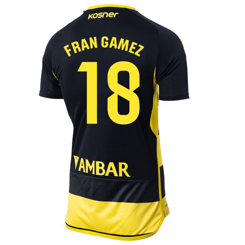 Dames Fran Gámez #18 Zwart Geel Uitshirt Uittenue 2023/24 T-Shirt