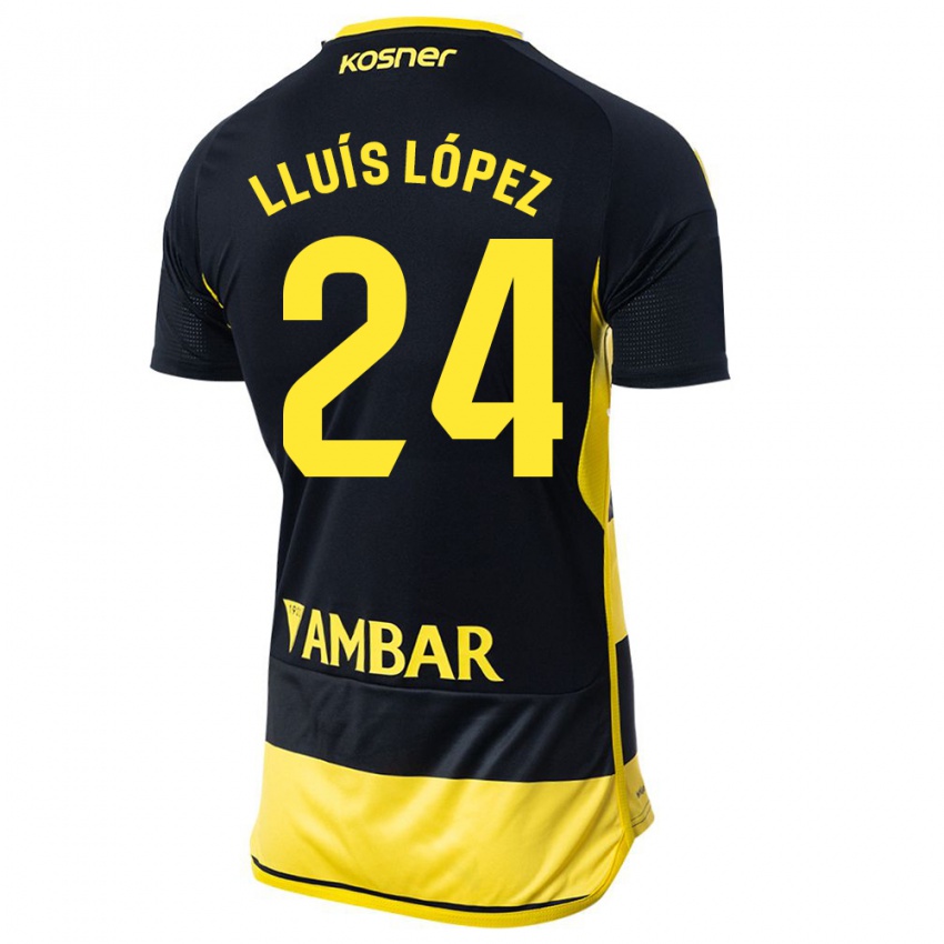 Dames Lluís López #24 Zwart Geel Uitshirt Uittenue 2023/24 T-Shirt