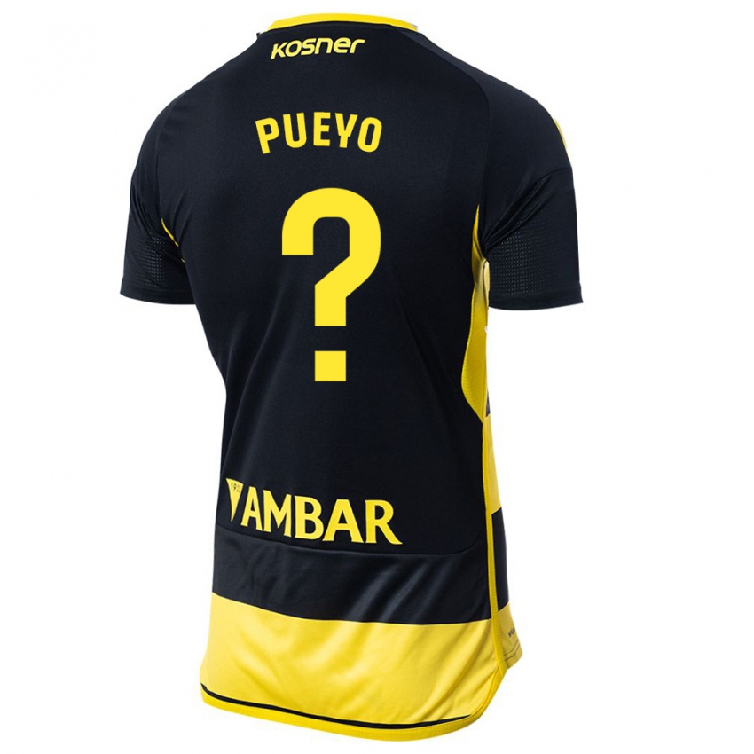 Dames Alejandro Monserrate Pueyo #0 Zwart Geel Uitshirt Uittenue 2023/24 T-Shirt