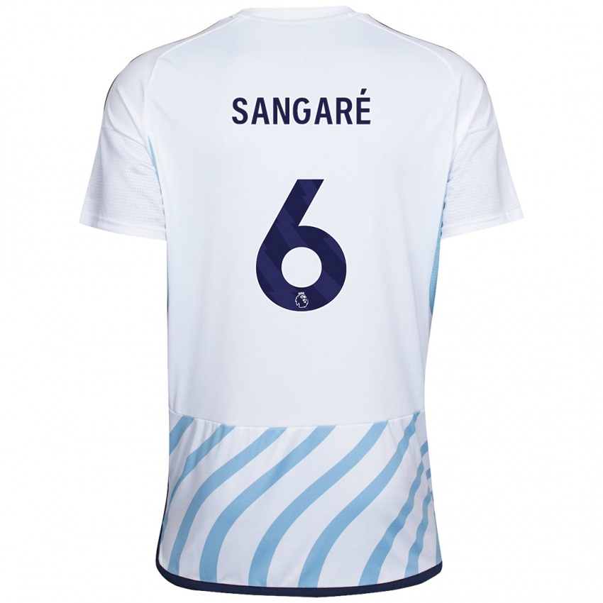 Dames Ibrahim Sangare #6 Wit Blauw Uitshirt Uittenue 2023/24 T-Shirt