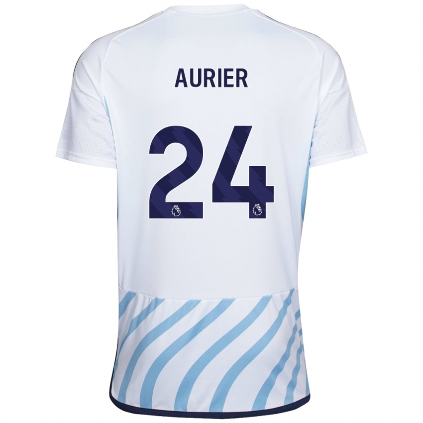 Dames Serge Aurier #24 Wit Blauw Uitshirt Uittenue 2023/24 T-Shirt
