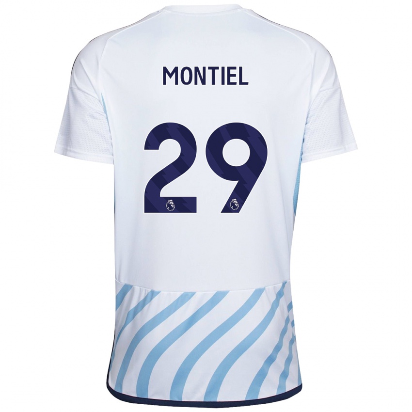 Dames Gonzalo Montiel #29 Wit Blauw Uitshirt Uittenue 2023/24 T-Shirt