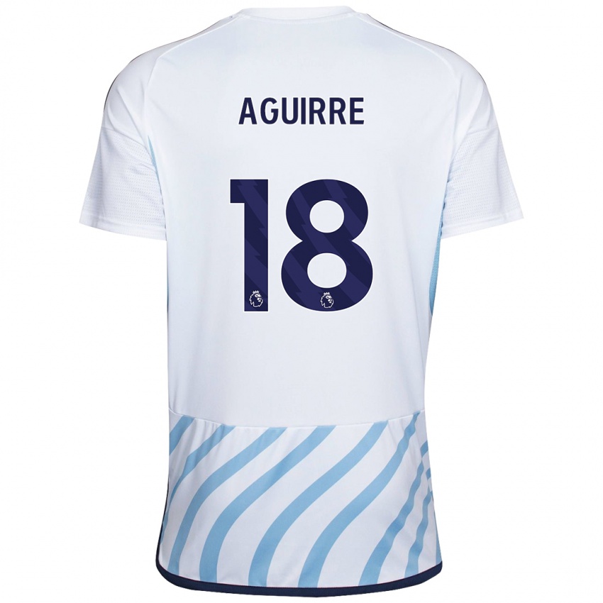 Dames Aja Aguirre #18 Wit Blauw Uitshirt Uittenue 2023/24 T-Shirt