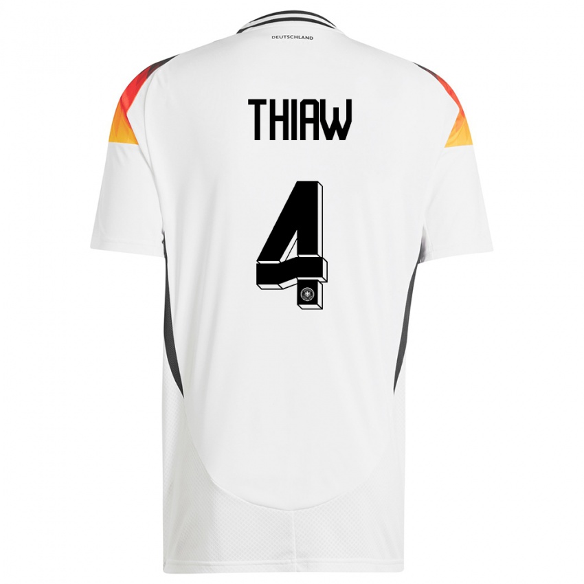 Kinderen Duitsland Malick Thiaw #4 Wit Thuisshirt Thuistenue 24-26 T-Shirt