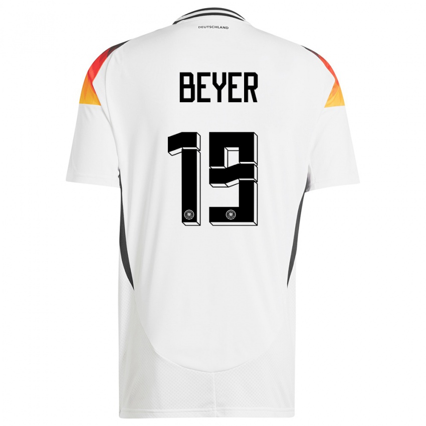 Kinderen Duitsland Jordan Beyer #19 Wit Thuisshirt Thuistenue 24-26 T-Shirt