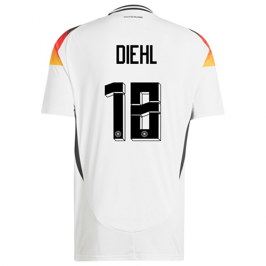 Kinderen Duitsland Justin Diehl #18 Wit Thuisshirt Thuistenue 24-26 T-Shirt