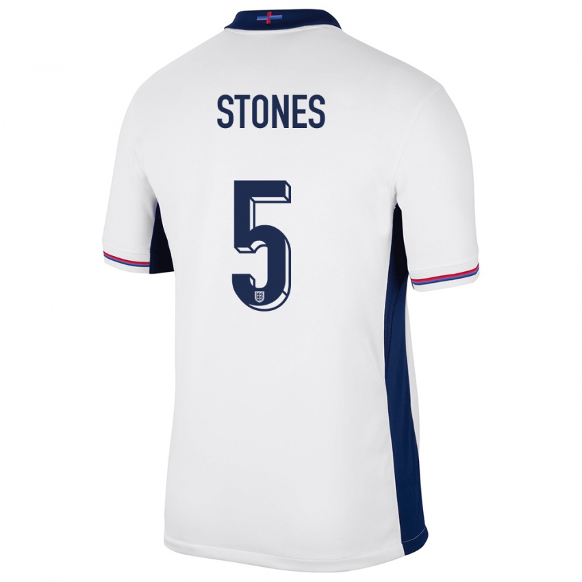 Kinderen Engeland John Stones #5 Wit Thuisshirt Thuistenue 24-26 T-Shirt