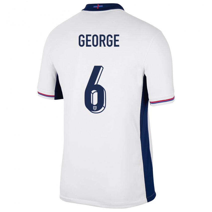 Kinderen Engeland Gabby George #6 Wit Thuisshirt Thuistenue 24-26 T-Shirt