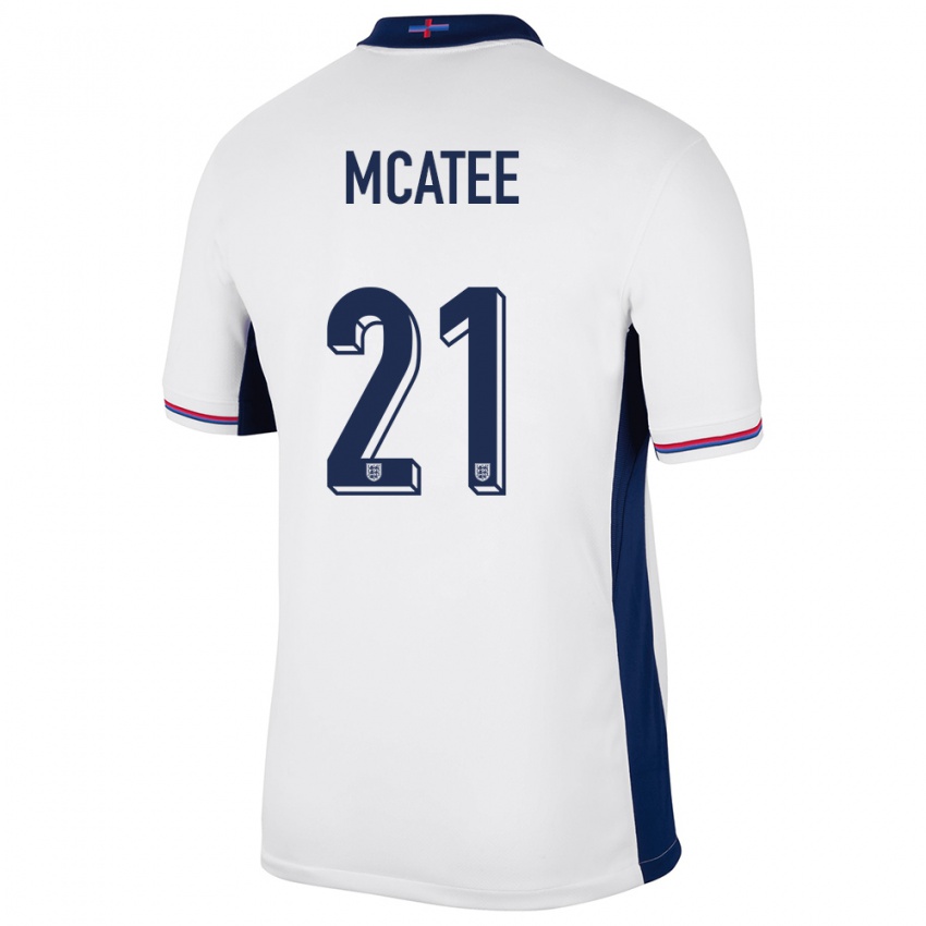 Kinderen Engeland James Mcatee #21 Wit Thuisshirt Thuistenue 24-26 T-Shirt