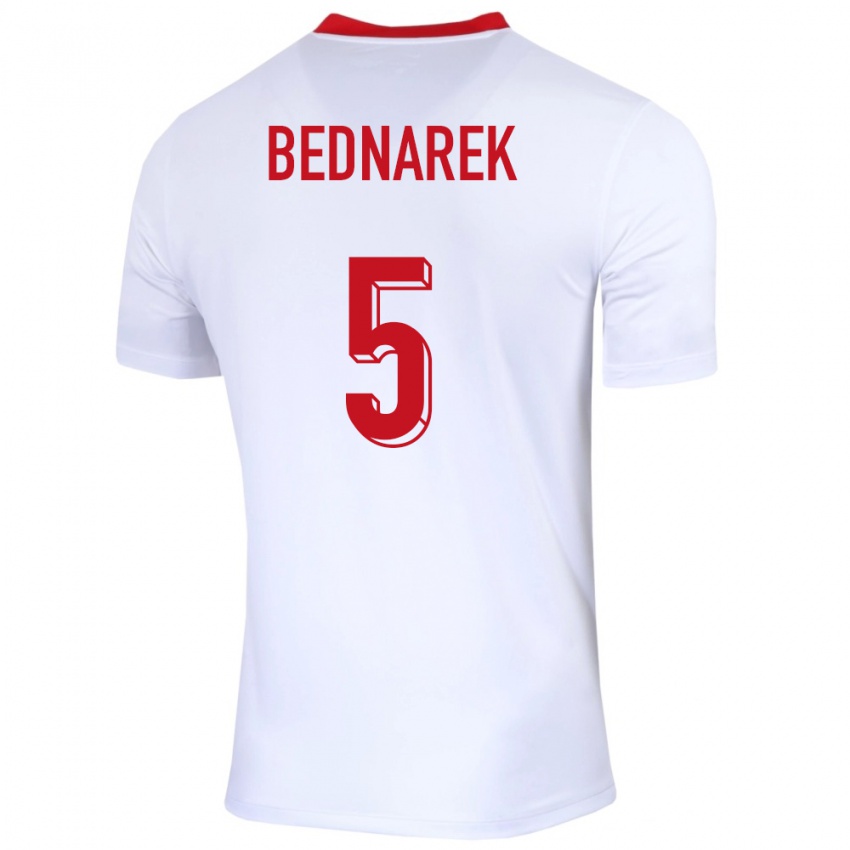 Kinderen Polen Jan Bednarek #5 Wit Thuisshirt Thuistenue 24-26 T-Shirt