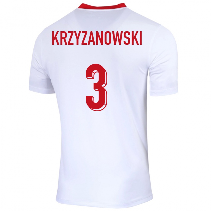 Kinderen Polen Jakub Krzyzanowski #3 Wit Thuisshirt Thuistenue 24-26 T-Shirt