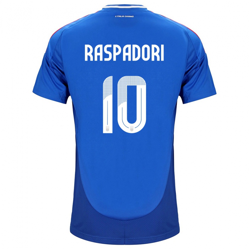 Kinderen Italië Giacomo Raspadori #10 Blauw Thuisshirt Thuistenue 24-26 T-Shirt