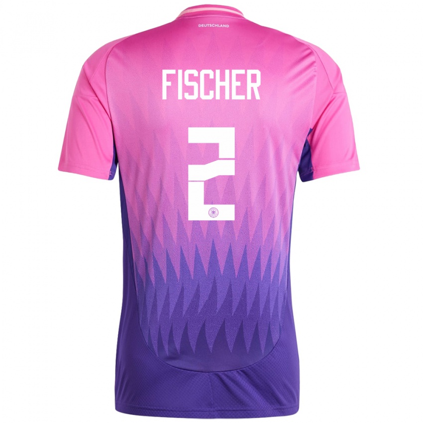 Kinderen Duitsland Kilian Fischer #2 Roze Paars Uitshirt Uittenue 24-26 T-Shirt