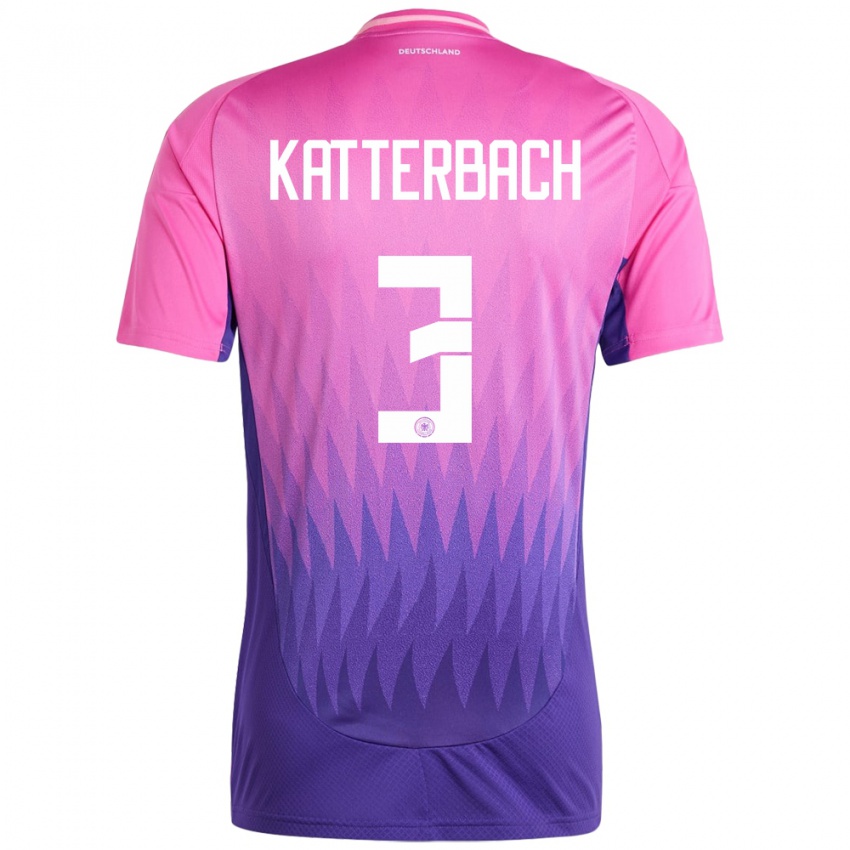 Kinderen Duitsland Noah Katterbach #3 Roze Paars Uitshirt Uittenue 24-26 T-Shirt