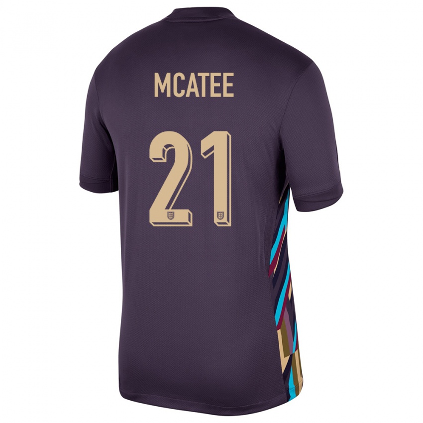 Kinderen Engeland James Mcatee #21 Donkere Rozijn Uitshirt Uittenue 24-26 T-Shirt