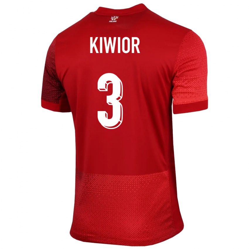 Kinderen Polen Jakub Kiwior #3 Rood Uitshirt Uittenue 24-26 T-Shirt