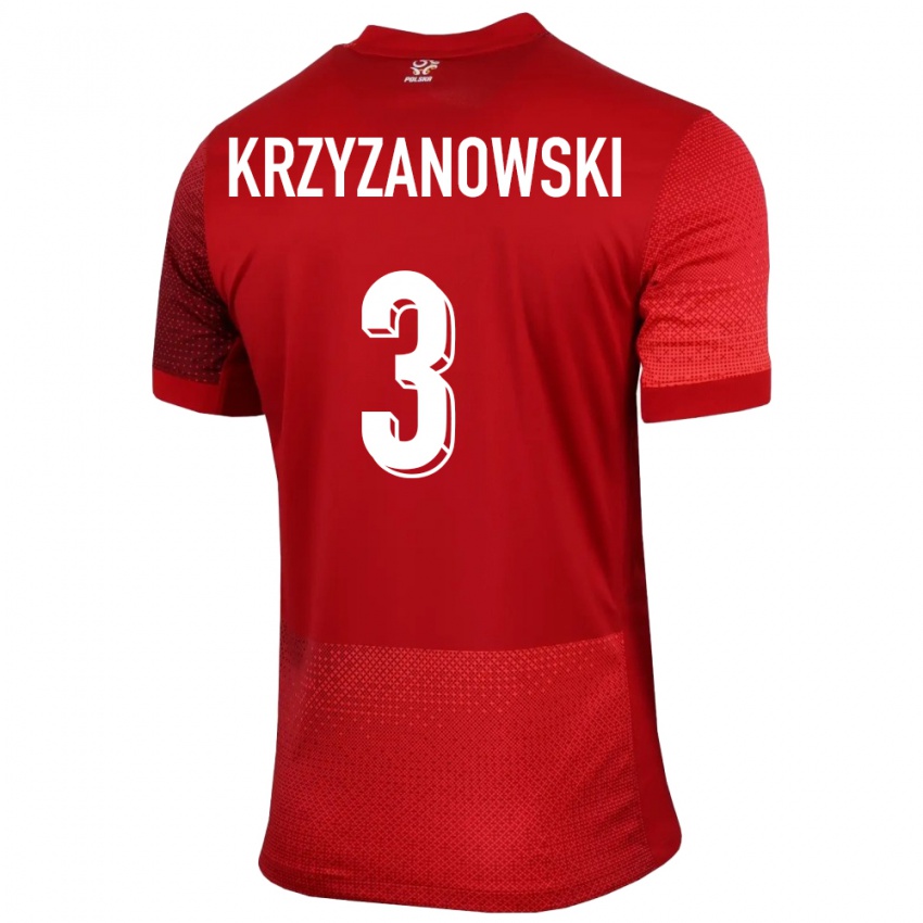 Kinderen Polen Jakub Krzyzanowski #3 Rood Uitshirt Uittenue 24-26 T-Shirt
