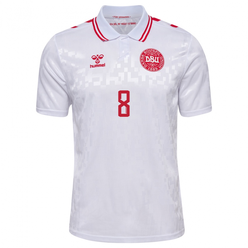 Kinderen Denemarken Filip Bundgaard #8 Wit Uitshirt Uittenue 24-26 T-Shirt