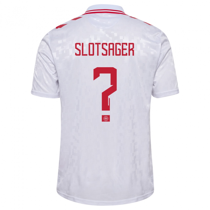 Kinderen Denemarken Tobias Slotsager #0 Wit Uitshirt Uittenue 24-26 T-Shirt