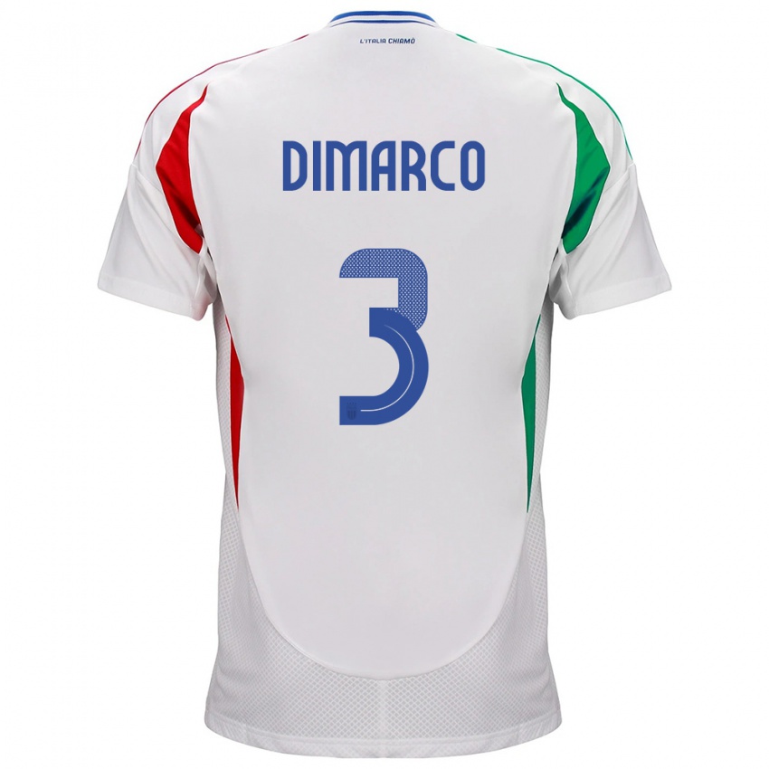 Kinderen Italië Federico Dimarco #3 Wit Uitshirt Uittenue 24-26 T-Shirt