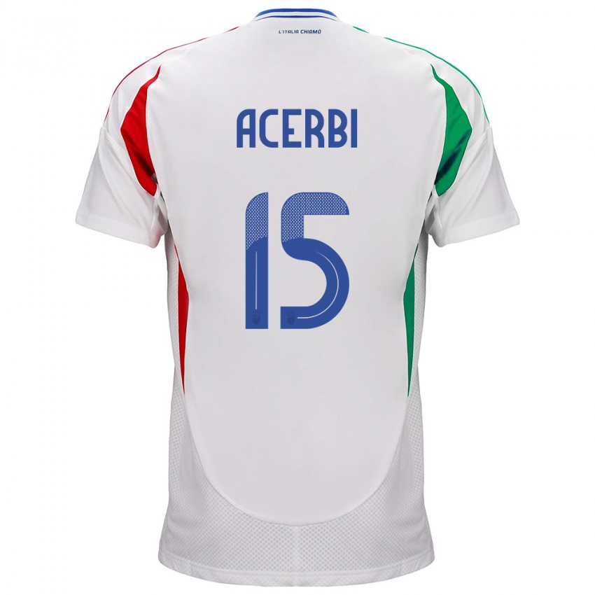 Kinderen Italië Francesco Acerbi #15 Wit Uitshirt Uittenue 24-26 T-Shirt
