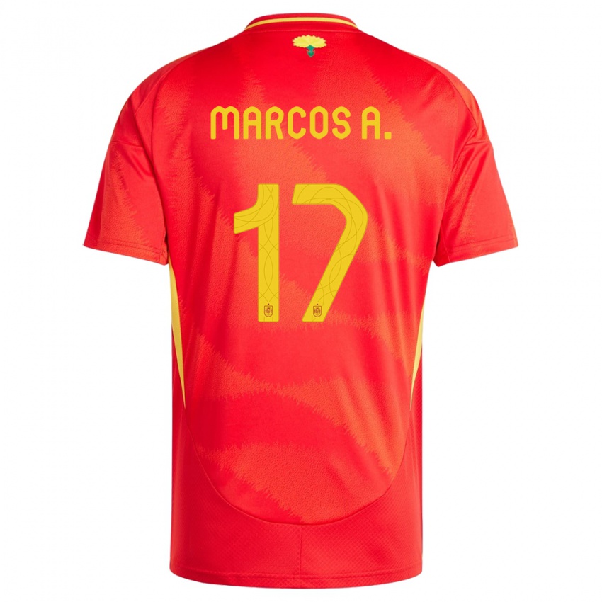 Heren Spanje Marcos Alonso #17 Rood Thuisshirt Thuistenue 24-26 T-Shirt
