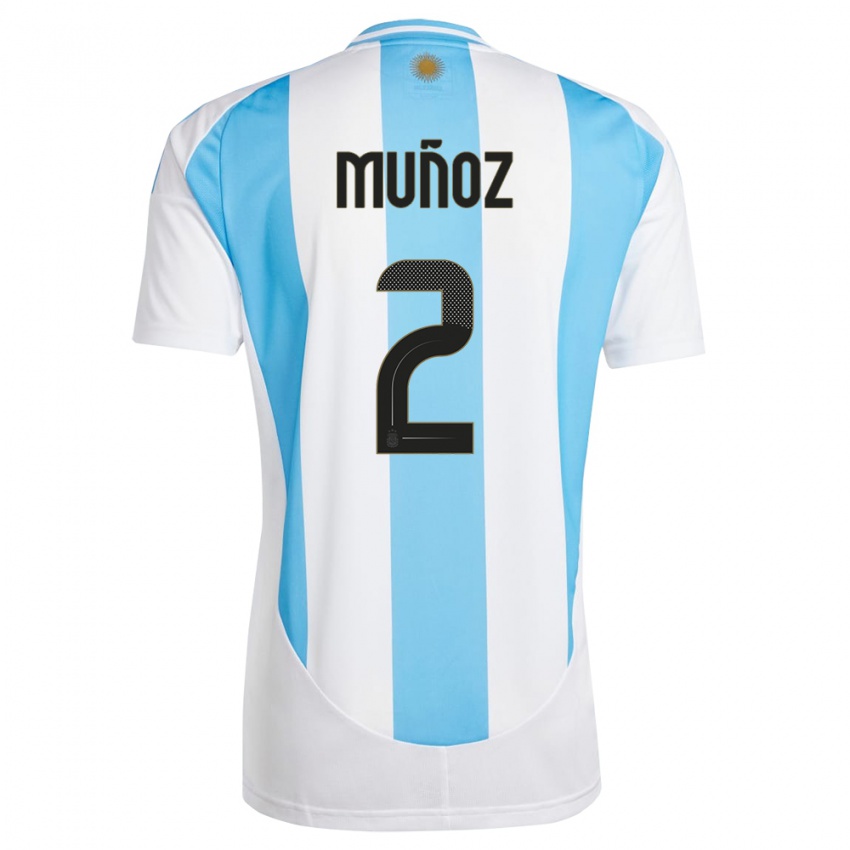 Heren Argentinië Luana Munoz #2 Wit Blauw Thuisshirt Thuistenue 24-26 T-Shirt