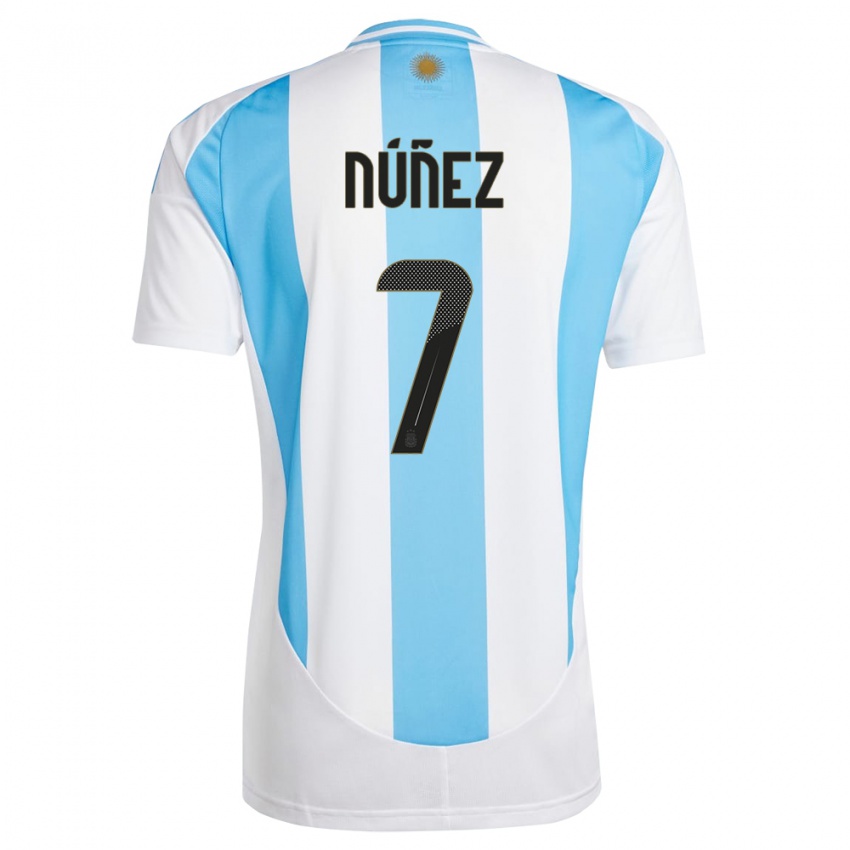 Heren Argentinië Romina Nunez #7 Wit Blauw Thuisshirt Thuistenue 24-26 T-Shirt