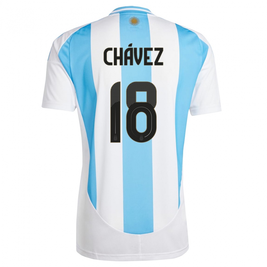 Heren Argentinië Gabriela Chavez #18 Wit Blauw Thuisshirt Thuistenue 24-26 T-Shirt