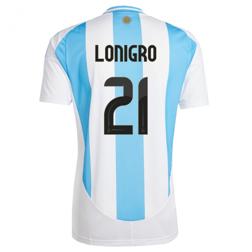 Heren Argentinië Erica Lonigro #21 Wit Blauw Thuisshirt Thuistenue 24-26 T-Shirt