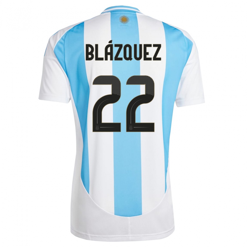 Heren Argentinië Joaquin Blazquez #22 Wit Blauw Thuisshirt Thuistenue 24-26 T-Shirt