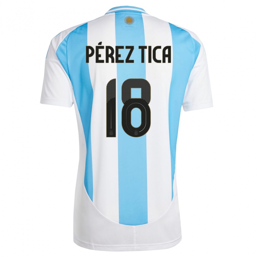 Heren Argentinië Jeremias Perez Tica #18 Wit Blauw Thuisshirt Thuistenue 24-26 T-Shirt