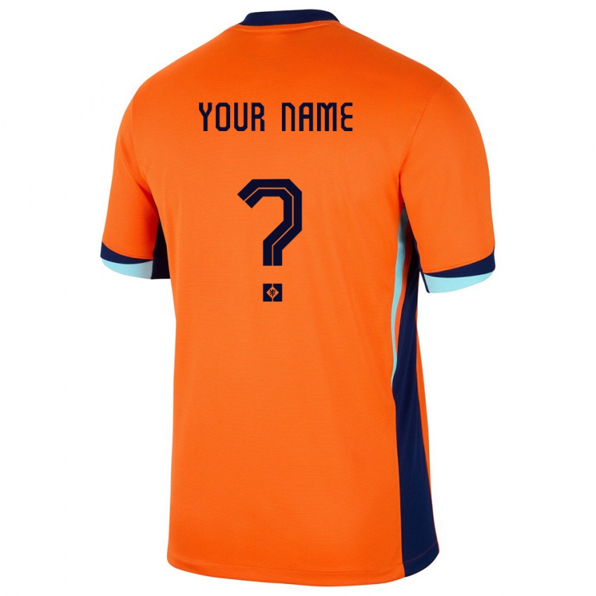 Heren Nederland Uw Naam #0 Oranje Thuisshirt Thuistenue 24-26 T-Shirt