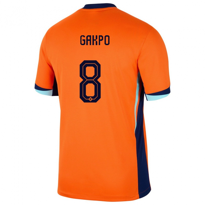 Heren Nederland Cody Gakpo #8 Oranje Thuisshirt Thuistenue 24-26 T-Shirt