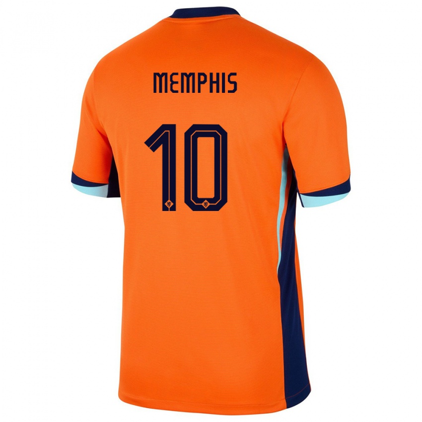 Heren Nederland Memphis Depay #10 Oranje Thuisshirt Thuistenue 24-26 T-Shirt
