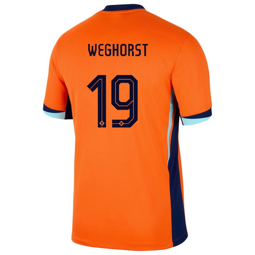 Heren Nederland Wout Weghorst #19 Oranje Thuisshirt Thuistenue 24-26 T-Shirt