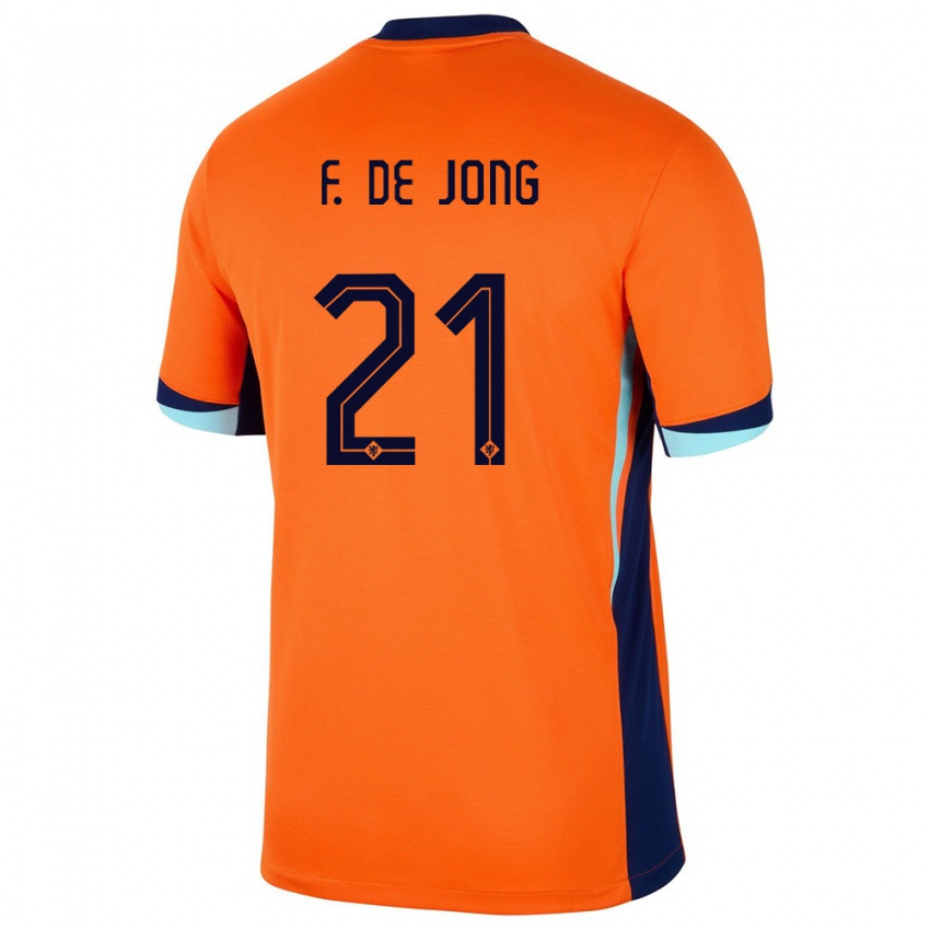 Heren Nederland Frenkie De Jong #21 Oranje Thuisshirt Thuistenue 24-26 T-Shirt