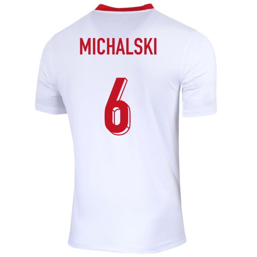 Heren Polen Szymon Michalski #6 Wit Thuisshirt Thuistenue 24-26 T-Shirt