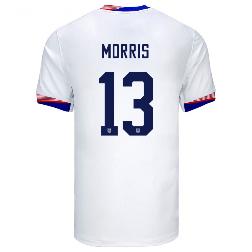 Heren Verenigde Staten Jordan Morris #13 Wit Thuisshirt Thuistenue 24-26 T-Shirt