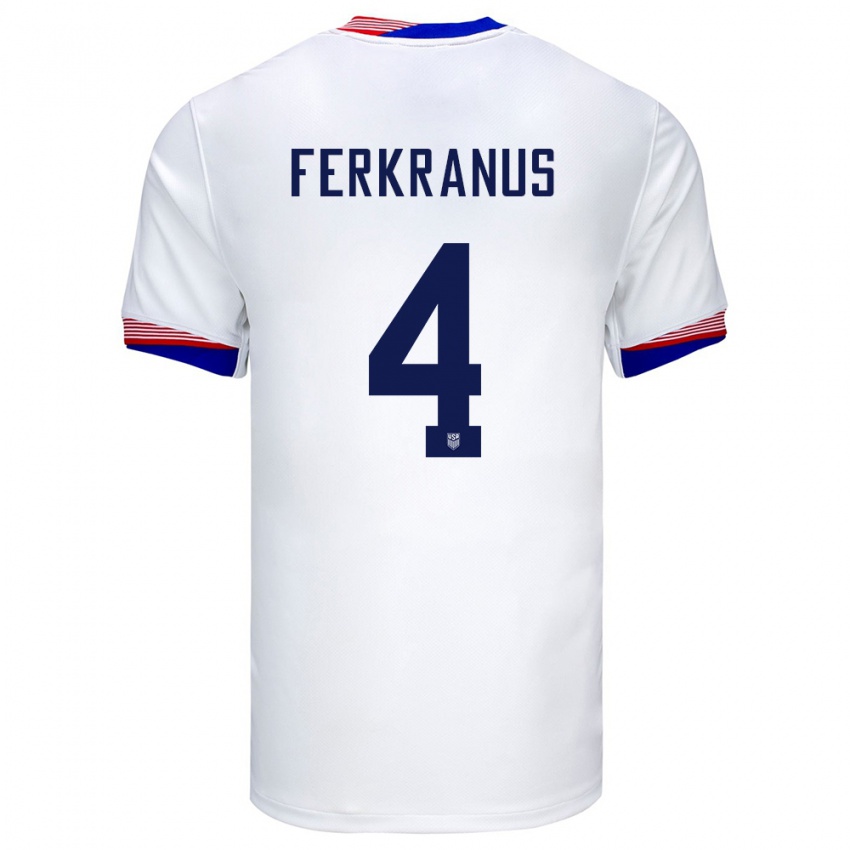 Heren Verenigde Staten Marcus Ferkranus #4 Wit Thuisshirt Thuistenue 24-26 T-Shirt