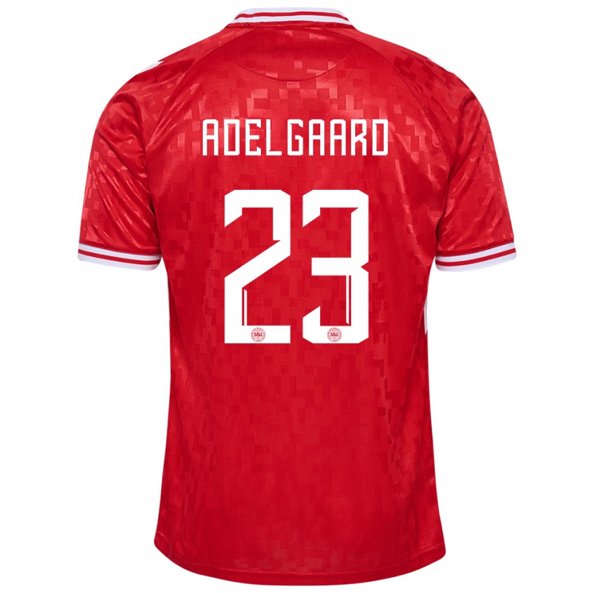 Heren Denemarken Aske Adelgaard #23 Rood Thuisshirt Thuistenue 24-26 T-Shirt