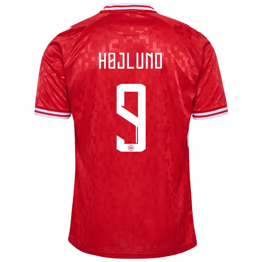 Heren Denemarken Emil Højlund #9 Rood Thuisshirt Thuistenue 24-26 T-Shirt