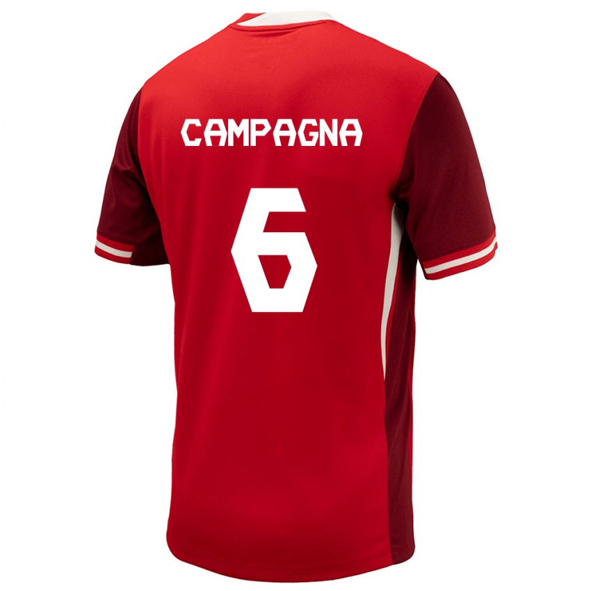 Heren Canada Matteo Campagna #6 Rood Thuisshirt Thuistenue 24-26 T-Shirt