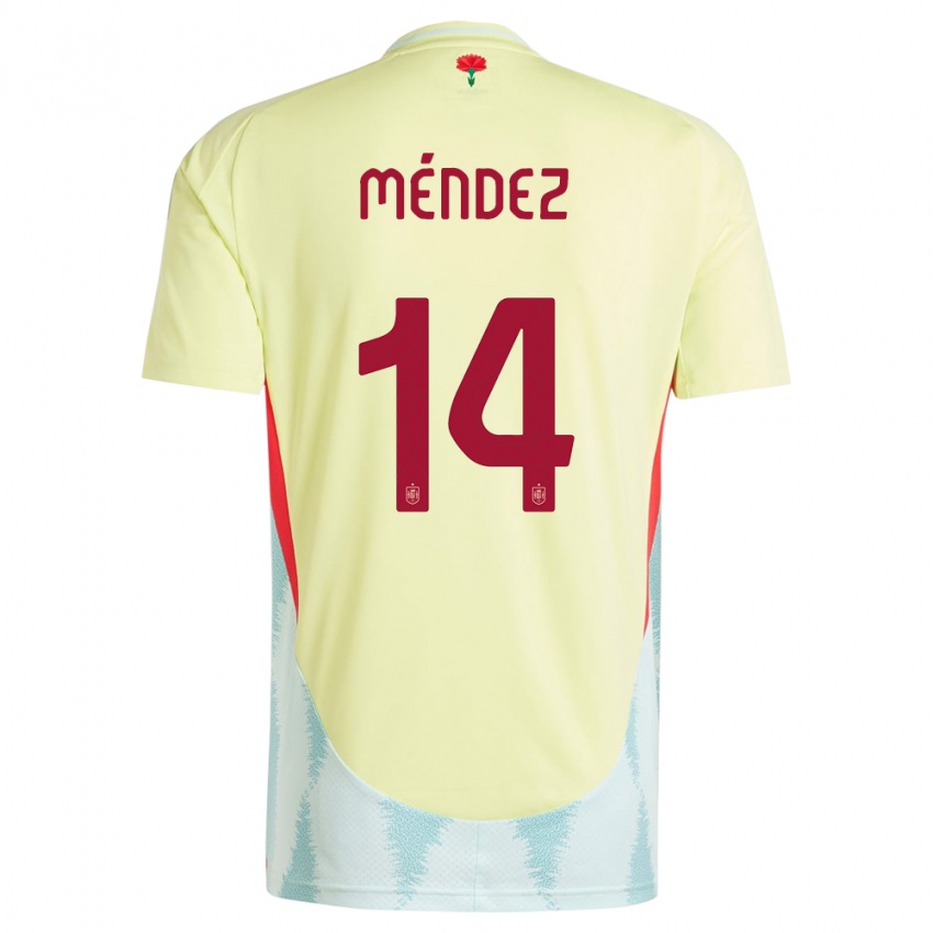 Heren Spanje Maria Mendez #14 Geel Uitshirt Uittenue 24-26 T-Shirt